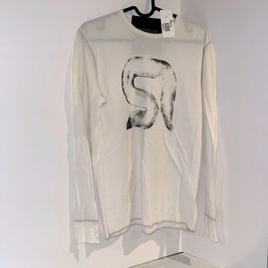 Rogue Mens Thermal Long Sleeve Shirt. Color: White w/ Grey Stitching. Size: M